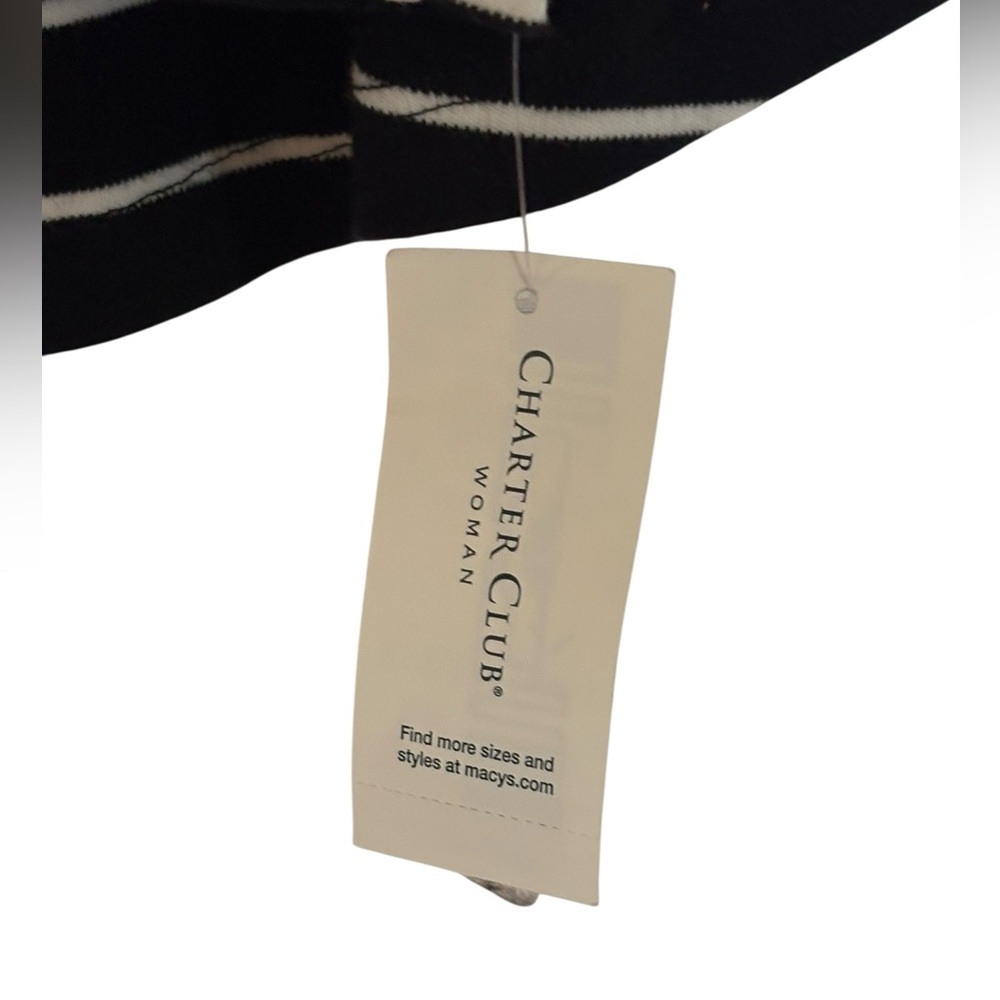 Charter Club Black and White Striped Top - Picture 4 of 7